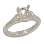 Oval Basket Head Solitaire Cathedral Pre-notched Ring Mounting - White Gold