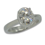 Lab Moissanite Oval Solitaire Bezel Prong Ring