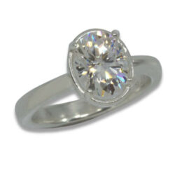 Lab Moissanite Oval Solitaire Bezel Prong Ring