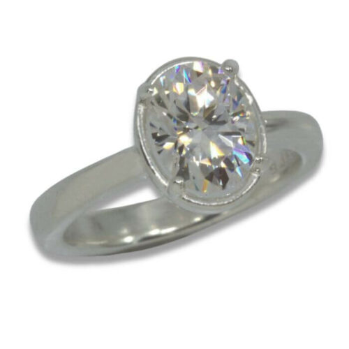 Lab Moissanite Oval Solitaire Bezel Prong Ring
