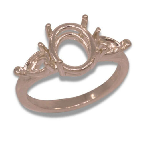 Oval Pear Accent Pre-notched Ring Mounting - Rose Gold