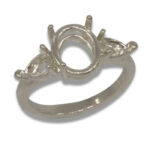 Oval Pear Accent Pre-notched Ring Mounting - White Gold