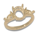 Oval Pear Accent Pre-notched Ring Mounting - Yellow Gold
