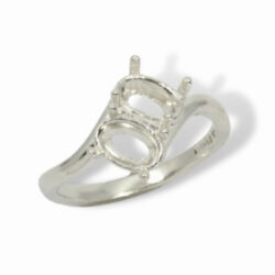Oval Offset Two Stone Pre-notched Ring Mounting