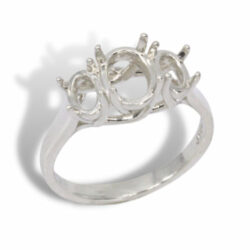 Oval Three Stone Trellis Pre-notched Ring Mounting