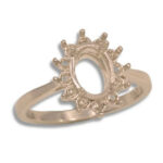 Oval Halo Cluster Pre-notched Ring Mounting - Rose Gold