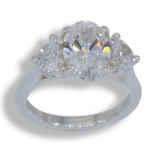 Lab Created Diamond 3.22ctw Half Moon Three Stone Ring