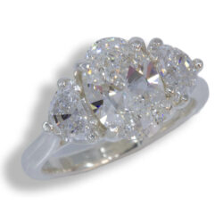 Lab Created Diamond 3.22ctw Half Moon Three Stone Ring