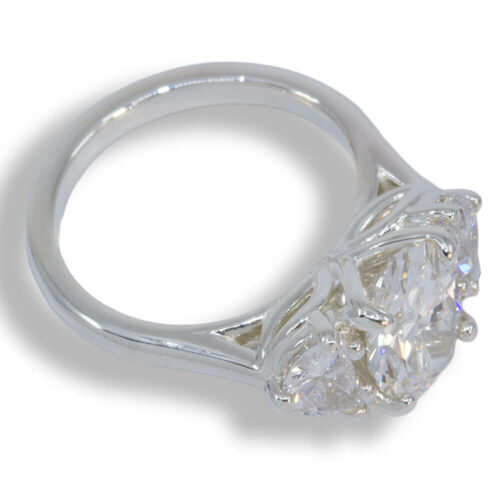 Lab Created Diamond 3.22ctw Half Moon Three Stone Ring