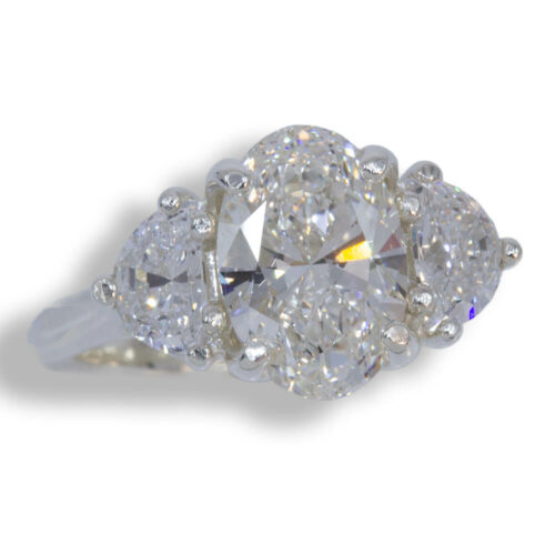Lab Created Diamond 3.22ctw Half Moon Three Stone Ring