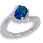 Lab Created Opal Accented Bypass Ring - Blue Opal
