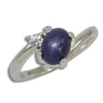 Oval Cabochon Bypass Accent Ring Mounting - Finished Example