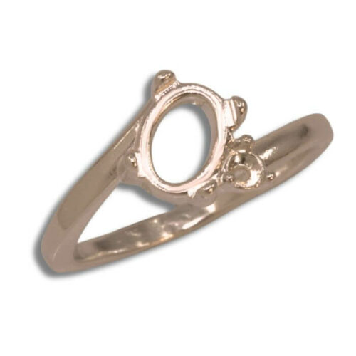 Oval Cabochon Bypass Accent Ring Mounting - Rose Gold