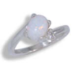 Lab Created Opal Accented Bypass Ring - White Opal