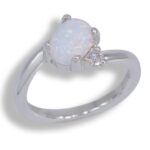 Lab Created Opal Accented Bypass Ring - White Opal
