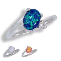 Lab Created Opal Accented Bypass Ring