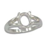 Oval Cabochon Split Shank Ring Mounting - Sterling Silver