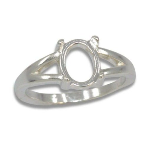 Oval Cabochon Split Shank Ring Mounting - Sterling Silver