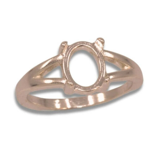 Oval Cabochon Split Shank Ring Mounting - Rose Gold