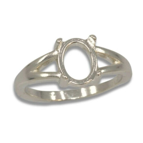 Oval Cabochon Split Shank Ring Mounting - White Gold