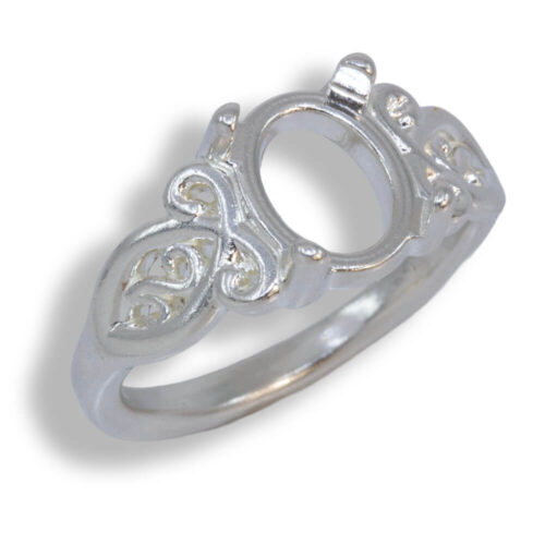 Oval Cabochon Scroll Ring Mounting