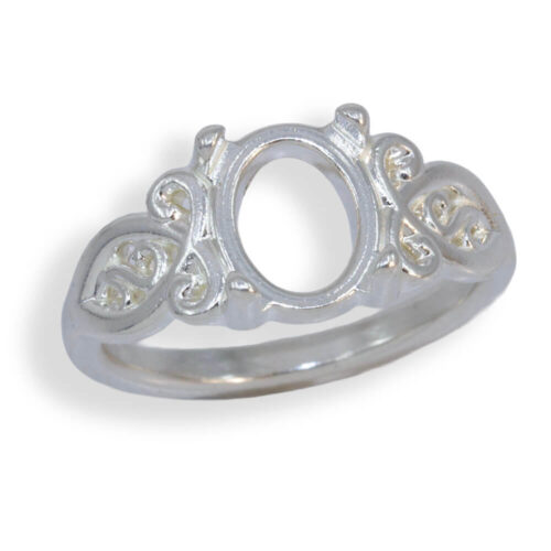 Oval Cabochon Scroll Ring Mounting