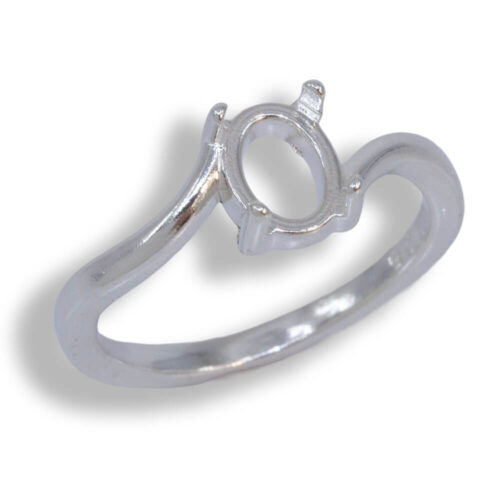 Oval Cabochon Solitaire Bypass Ring Mounting