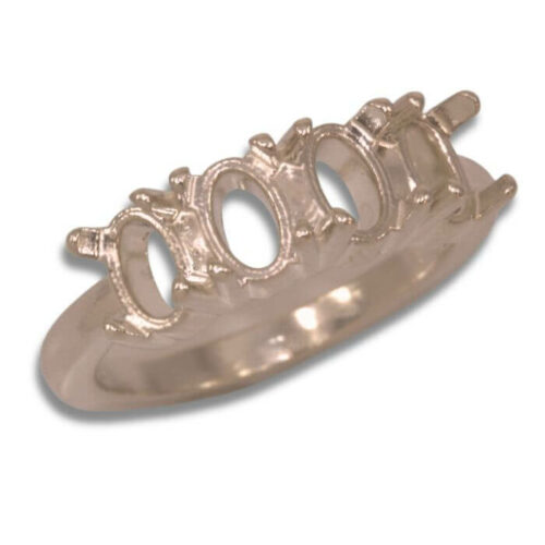 Oval Cabochon 6x4mm Four Stone Ring Mounting - Rose Gold