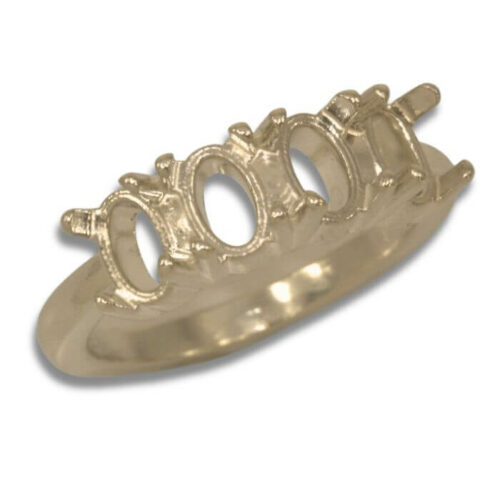 Oval Cabochon 6x4mm Four Stone Ring Mounting - Yellow Gold