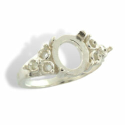 Oval Cabochon Triple Side Accent Ring Mounting