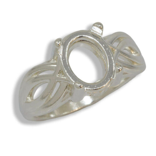 Oval Cabochon Criss Cross Design Pre-notched Ring Mounting