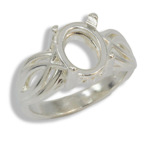 Oval Cabochon Criss Cross Design Pre-notched Ring Mounting