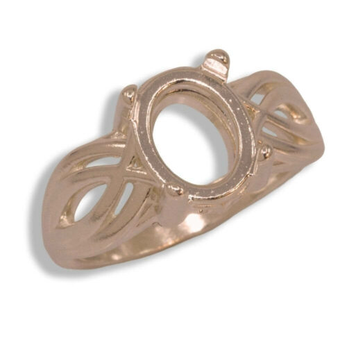 Oval Cabochon Criss Cross Design Pre-notched Ring Mounting