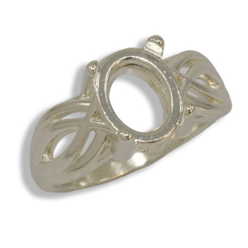 Oval Cabochon Criss Cross Design Pre-notched Ring Mounting