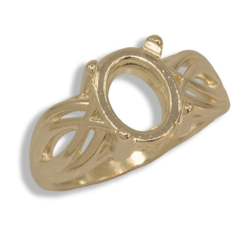 Oval Cabochon Criss Cross Design Pre-notched Ring Mounting