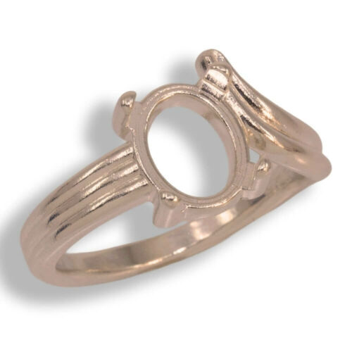 Oval Cabochon Sculpted ByPass Ring Mounting - Rose Gold