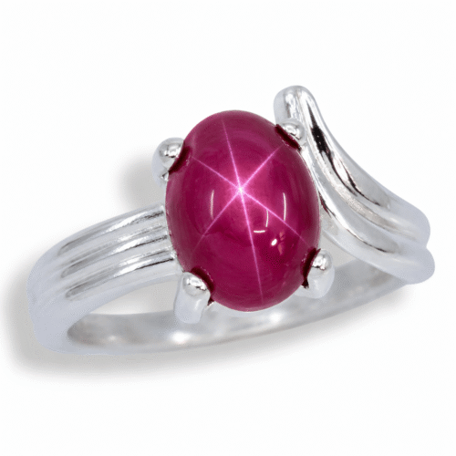 Lab Created Star Sapphire 10x8mm Oval Cabochon Sculpted ByPass Ring