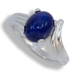 Oval Cabochon Sculpted ByPass Ring Mounting - Lab Star Sapphire