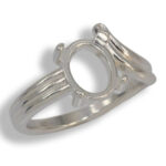 Oval Cabochon Sculpted ByPass Ring Mounting - White Gold
