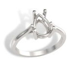 Pear Cathedral Solitaire Pre-notched Ring Mounting - 7x5mm - 9x6mm Single Cathedral