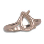 Pear Solitaire Curved Band Pre-notched Ring Mounting - Rose Gold
