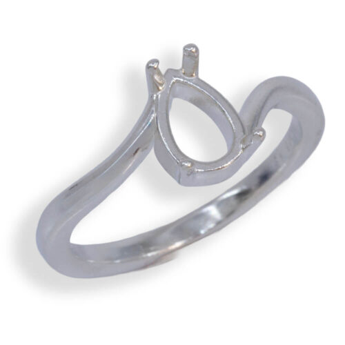 Pear Solitaire Bypass Pre-notched Ring Mounting
