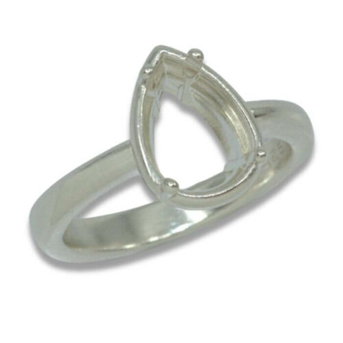 Pear Bezel Design with Prongs Pre-notched Ring Mounting - Sterling Silver