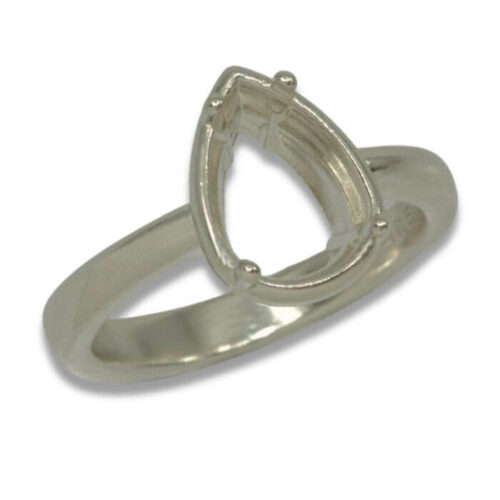 Pear Bezel Design with Prongs Pre-notched Ring Mounting - White Gold