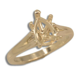 Quinn Ring - Pear Split Cathedral Pre-notched Mounting - Yellow Gold
