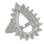 Pear Cluster Pre-notched Ring Mounting - Sterling Silver