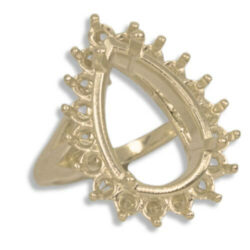 Pear Cluster Pre-notched Ring Mounting - Yellow Gold
