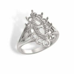 Antique Style Double Pear Cluster Premium Ring Mountin