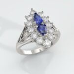 Antique Style Double Pear Cluster Premium Ring Mountin