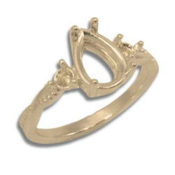 Pear Accented Twist Milgrain Pre-notched Ring Mounting
